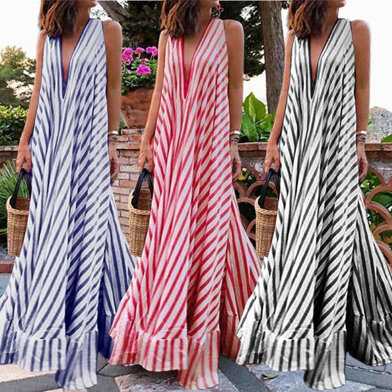 5XL Celmia Summer Dress Bohemian Women Maxi Long Sundress Ladies Sexy V neck Casual Loose Ruffle Vestidos Party Robe Plus Size