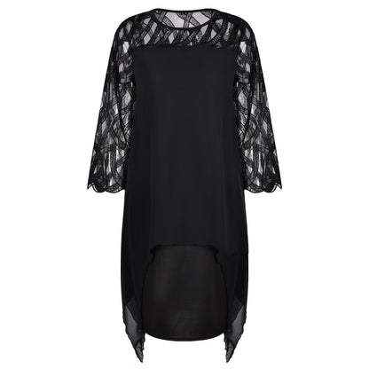 5XL Plus Size Women Black Dress Elegant Office Ladies Dresses Geometric Long Sleeve Female Dress Fall Casual Loose Vestido D30