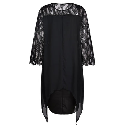 5XL Plus Size Women Black Dress Elegant Office Ladies Dresses Geometric Long Sleeve Female Dress Fall Casual Loose Vestido D30
