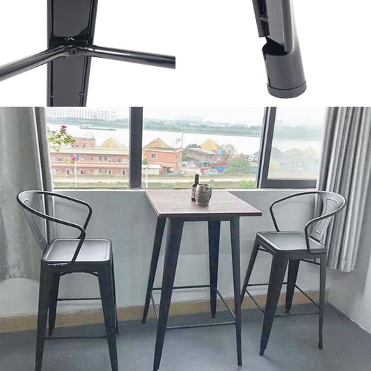 60*60*92cm Industrial Style High-leg Dining Table Wrought Iron Outdoor Furniture Bar Kitchen Brown Panel Bar Dining Room Party