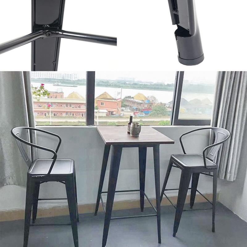 60*60*92cm Industrial Style High-leg Dining Table Wrought Iron Outdoor Furniture Bar Kitchen Brown Panel Bar Dining Room Party