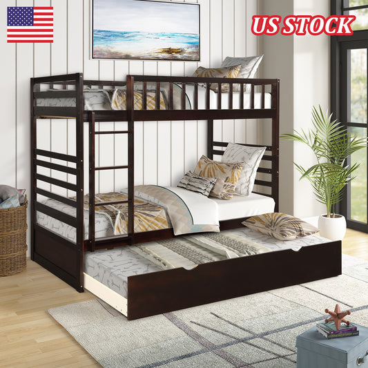 65'’ x 41.5’’ Solid Pine Wooden Twin Loft Full Bunk Bed Strong Sturdy Frame for Adults Kids Safe Sleeping Beds with Slats