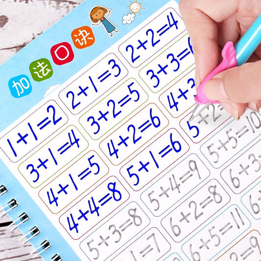 6Pcs/Sets 3D Chinese Characters Reusable Groove Calligraphy Copybook Erasable pen Learn hanzi Adults Art writing books, Mathematics