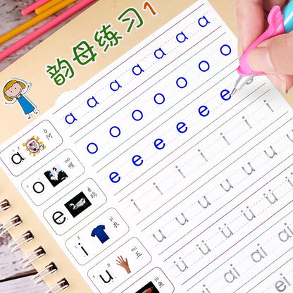6Pcs/Sets 3D Chinese Characters Reusable Groove Calligraphy Copybook Erasable pen Learn hanzi Adults Art writing books