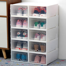 Charger l&#39;image dans la galerie, 6pc Transparent shoe box storage shoe boxes thickened dustproof shoes organizer box can be superimposed combination shoe cabinet

