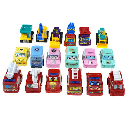 6pcs/12pcs Pull Back Car Toys Mobile Machinery Shop Construction Vehicle Fire Truck Taxi Model Baby Mini Cars Children Gifts ZXH