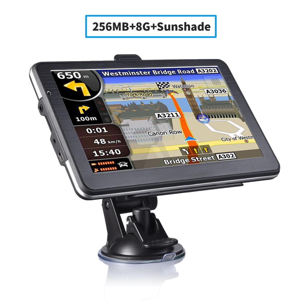 7 Inch GPS Navigator Portable Navigator 8GB-256MB+Sunshade  Gps Navi Navigation Device Maps Truck Car Auto Touch Screen