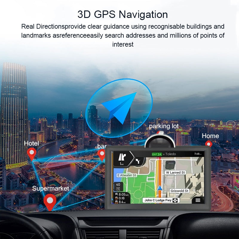 7 inch Android GPS Car Truck Navigator Bluetooth wifi 16G/512M,AV-in,Truck Map Free maps for Europe Spain Britain