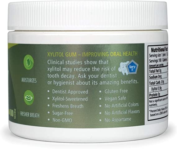 Spry Xylitol Gum - Natural Green Tea - 100 Count