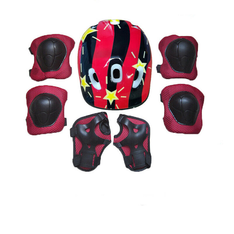 7pcs/Set Kids Roller Skating Bicycle Helmet Knee Wrist Guard Elbow Pad Set For Children Cycling Sports Protective Guard Gear Set