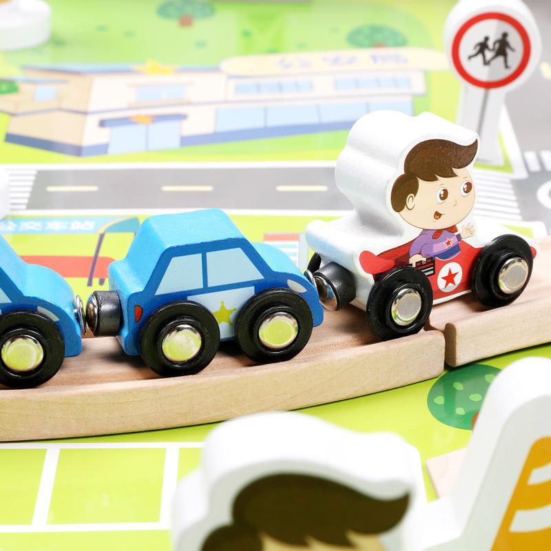 80 pieces Beech Track Magnetic Small Train Toy Creativity DIY Variable Urban City Rail Transit Track Glider Children's Toy Gift Kids