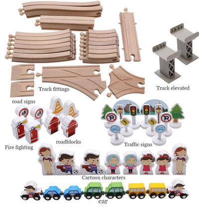 80 pieces Beech Track Magnetic Small Train Toy Creativity DIY Variable Urban City Rail Transit Track Glider Children's Toy Gift Kids