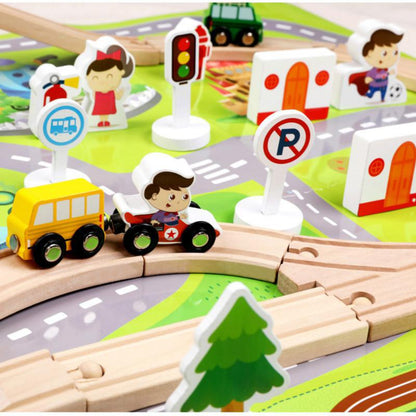 80 pieces Beech Track Magnetic Small Train Toy Creativity DIY Variable Urban City Rail Transit Track Glider Children's Toy Gift Kids