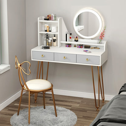 Dressing Table LED Light Luxury Master Bedroom Vanity Dresser Furniture Bedroom Simple Storage Cabinet Set. Dressing Table Set