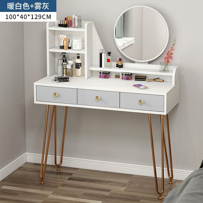 Dressing Table LED Light Luxury Master Bedroom Vanity Dresser Furniture Bedroom Simple Storage Cabinet Set. Dressing Table Set