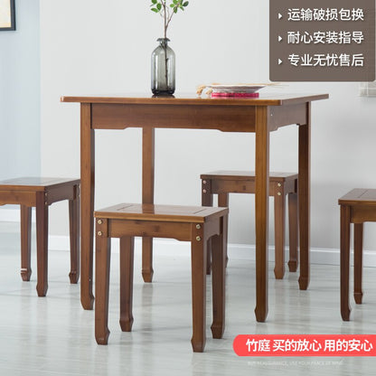 80x80x76 Square Dining Table Dark Brown Modern Simple Quality Bamboo Desk Small Apartment Home Forniture Optional Metrable Chair