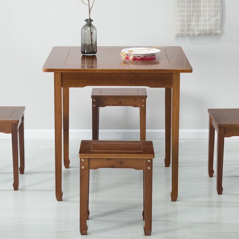 80x80x76 Square Dining Table Dark Brown Modern Simple Quality Bamboo Desk Small Apartment Home Forniture Optional Metrable Chair