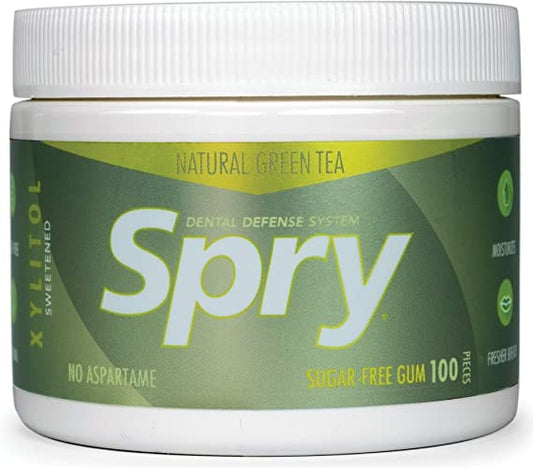 Spry Xylitol Gum - Natural Green Tea - 100 Count