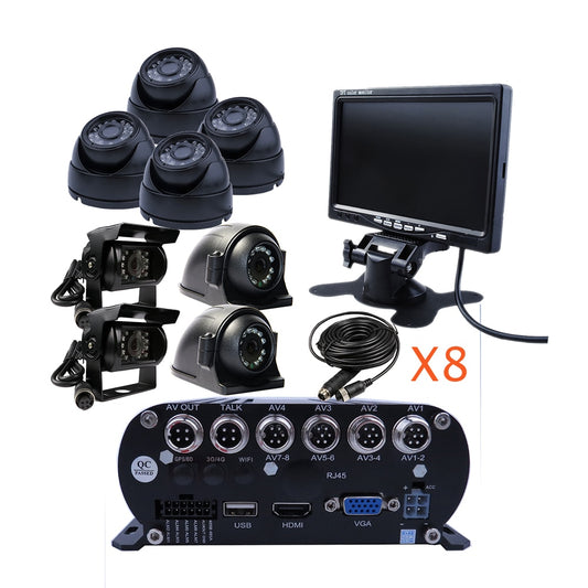 8CH 1080P HDD Mobile Vehicle Car DVR Video Recorder Kit SONY IP69 Rear Side Front 2MP IR Camera for Truck Van Bus RV. Surveillance Camera. CCTV