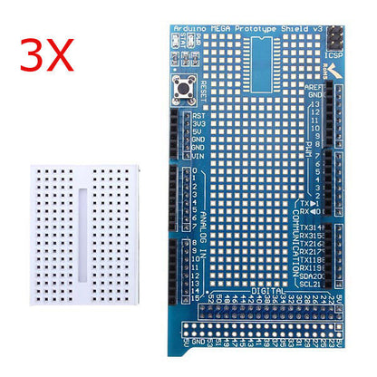 3Pcs Mega2560 1280 Protoshield V3 Expansion Board With Breadboard