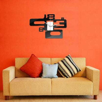 Modern Art Number Design Wall Clock Acrylic Mirror Surface Home Decor