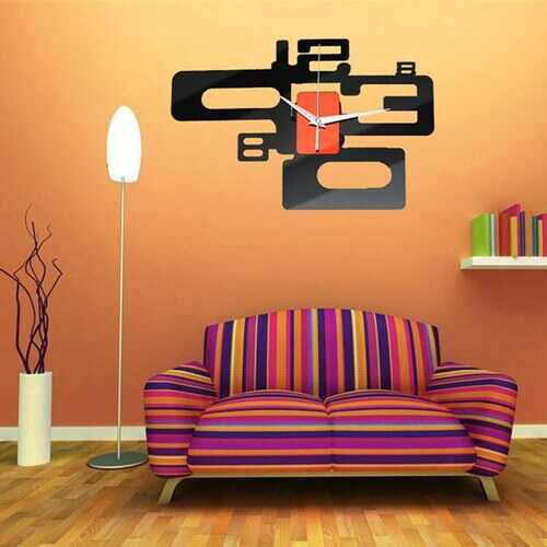 Modern Art Number Design Wall Clock Acrylic Mirror Surface Home Decor