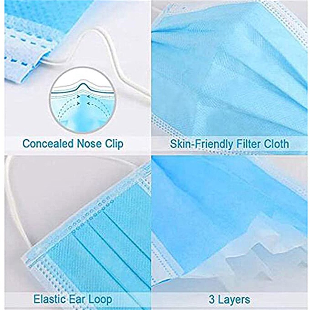 A Box Disposable Masks With Breathable Blue Masks Reusable Mouth Cover Fashion Fabric Masks face cover mascarilla new 2020