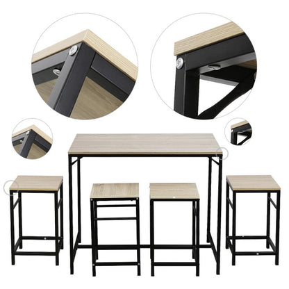 A Set Of 4 Dining Chairs + 1 Dining Table Set Home Furniture Durable Dining Table Dinner Chair Set Wooden Iron Bar Table