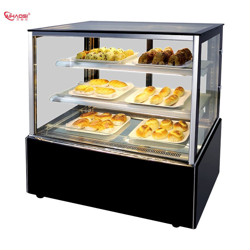 AIHAOSI Commercial Desktop Right Angle Cake Cabinet Refrigerator Freezer Fresh Keeping Bread Dessert Milk Tea Glass Door Fridge Retail Store Supplies