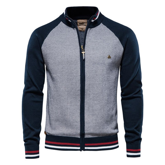 AIOPESON Spliced Zipper Cardigan Men Streetwear Casual High Quality Cotton Sweater Men Winter Fashion Brand Cardigans for Men