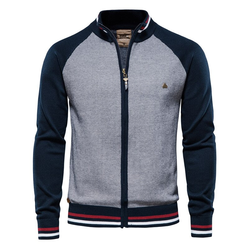AIOPESON Spliced Zipper Cardigan Men Streetwear Casual High Quality Cotton Sweater Men Winter Fashion Brand Cardigans for Men