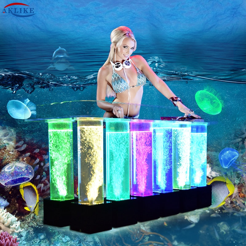 AKLIKE dj light with lights led acrylic dj table bar table for bar, dj equipment DJ booth dj laptop stand dj laser lights