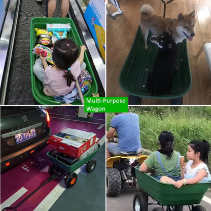 ALWAYSME Multipurpurse Utility Wagon Yard Dump Cart Shopping TrolleyCart Hand Cart HandTruck For Shopping,Cargo,Pet,Kids,Baby