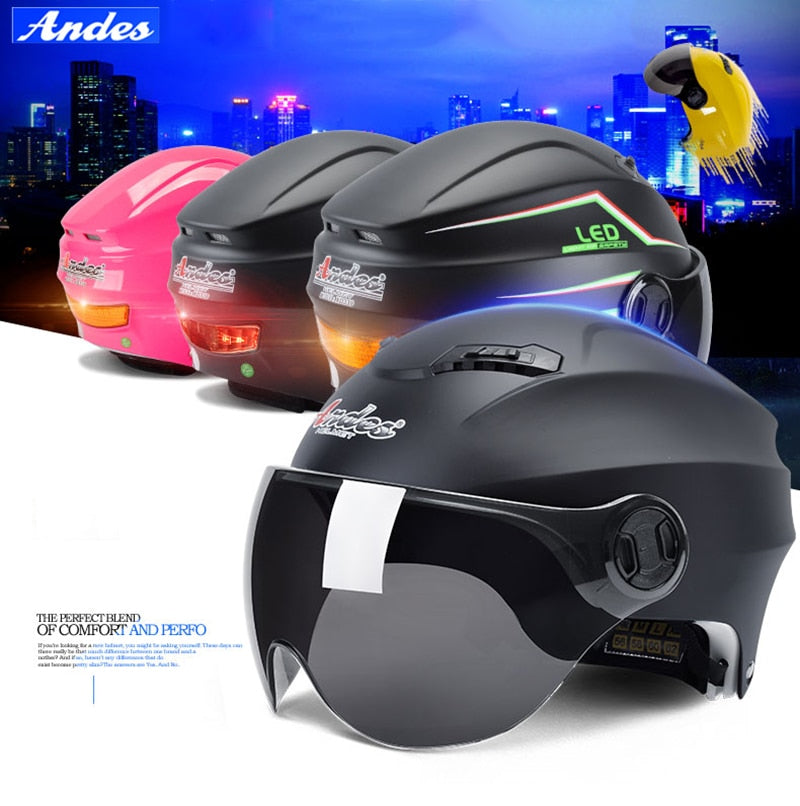 ANDES Electric Motorcycle Helmet Long & Short visor Moto Helmet Bicycle Men Women Summer Scooter Moto Casco