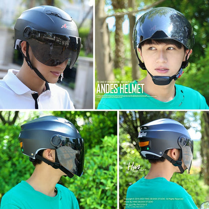 ANDES Electric Motorcycle Helmet Long & Short visor Moto Helmet Bicycle Men Women Summer Scooter Moto Casco
