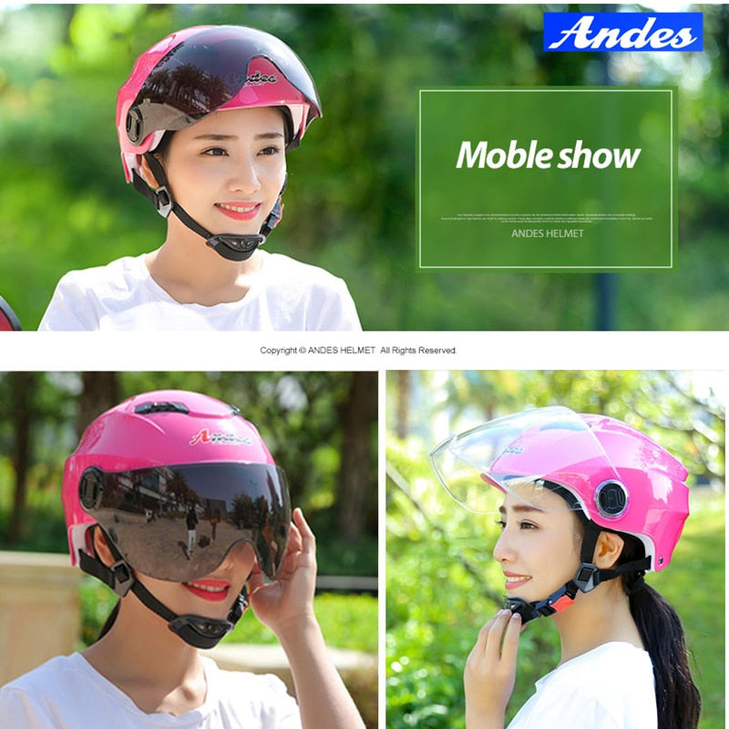 ANDES Electric Motorcycle Helmet Long & Short visor Moto Helmet Bicycle Men Women Summer Scooter Moto Casco