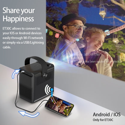 AUN ET30 Full HD Projector 1920x1080P Android WIFI MINI Projector for Home Theater Phone LED Video Beamer 4k Decoding 7800mAH