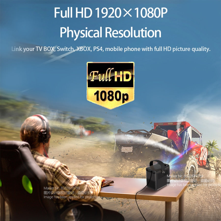 AUN ET30 Full HD Projector 1920x1080P Android WIFI MINI Projector for Home Theater Phone LED Video Beamer 4k Decoding 7800mAH