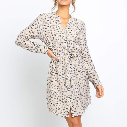 Aachoae Long Sleeve Floral Dress Women's 2020 Autumn Floral Print Office Dress Vintage V Neck Mini Party Dress Vestidos