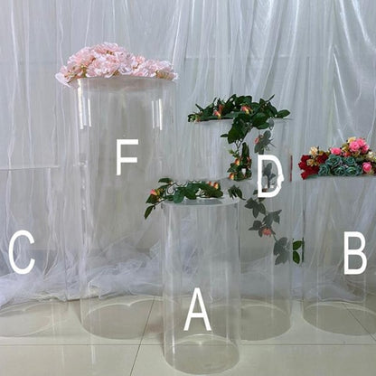 Acrylic Clear  Wedding Pedestal Cylinders Pillar Acrylic Wedding Plinths Display Cube Stand for Wedding & Party  yudao652