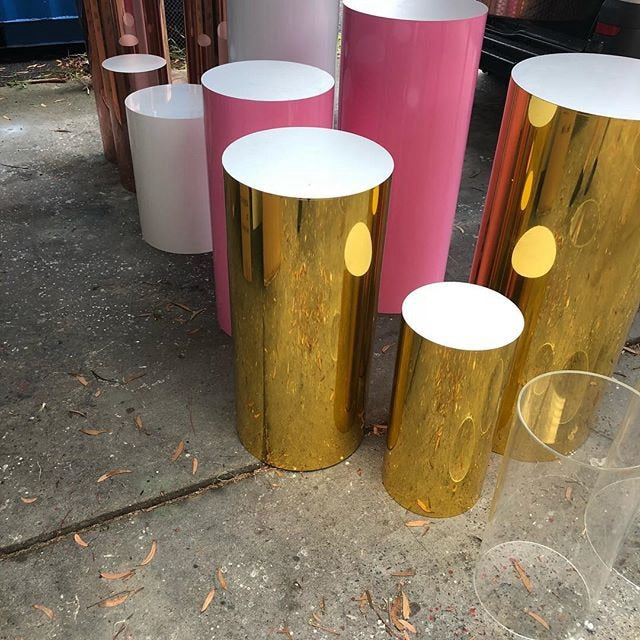 Acrylic Clear  Wedding Pedestal Cylinders Pillar Acrylic Wedding Plinths Display Cube Stand for Wedding & Party  yudao652