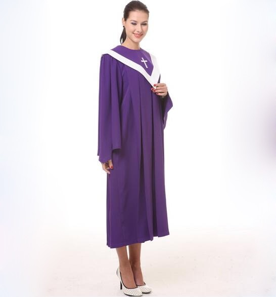 Adult Psalm Long clChurch Choir Robes Clothing Purple & White Robe American European Standard Christian Gown