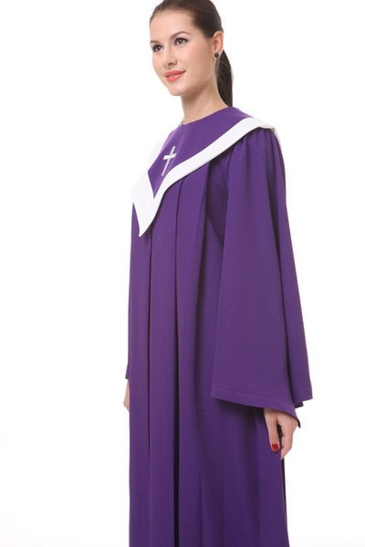 Adult Psalm Long clChurch Choir Robes Clothing Purple & White Robe American European Standard Christian Gown