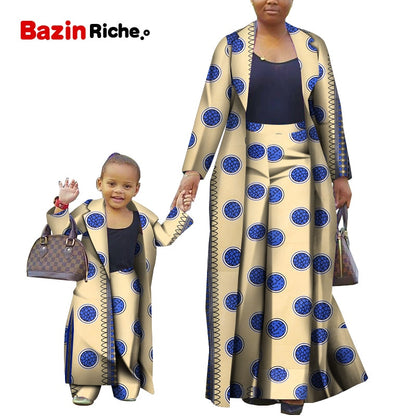 African Clothing 2021 Autumn fashion Women and girl Sets Fashion Long Jacket+long pants 2 Pieces dashiki print Clothes WYQ310
