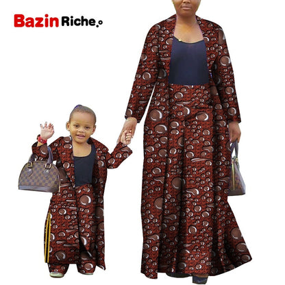 African Clothing 2021 Autumn fashion Women and girl Sets Fashion Long Jacket+long pants 2 Pieces dashiki print Clothes WYQ310