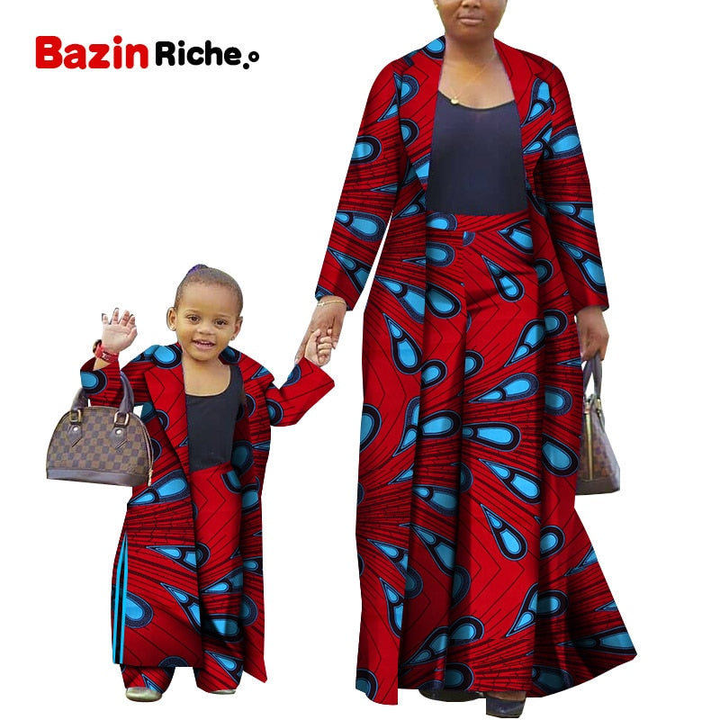African Clothing 2021 Autumn fashion Women and girl Sets Fashion Long Jacket+long pants 2 Pieces dashiki print Clothes WYQ310