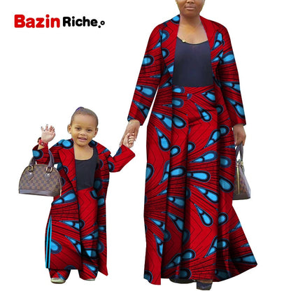 African Clothing 2021 Autumn fashion Women and girl Sets Fashion Long Jacket+long pants 2 Pieces dashiki print Clothes WYQ310
