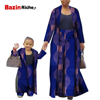 African Clothing 2021 Autumn fashion Women and girl Sets Fashion Long Jacket+long pants 2 Pieces dashiki print Clothes WYQ310