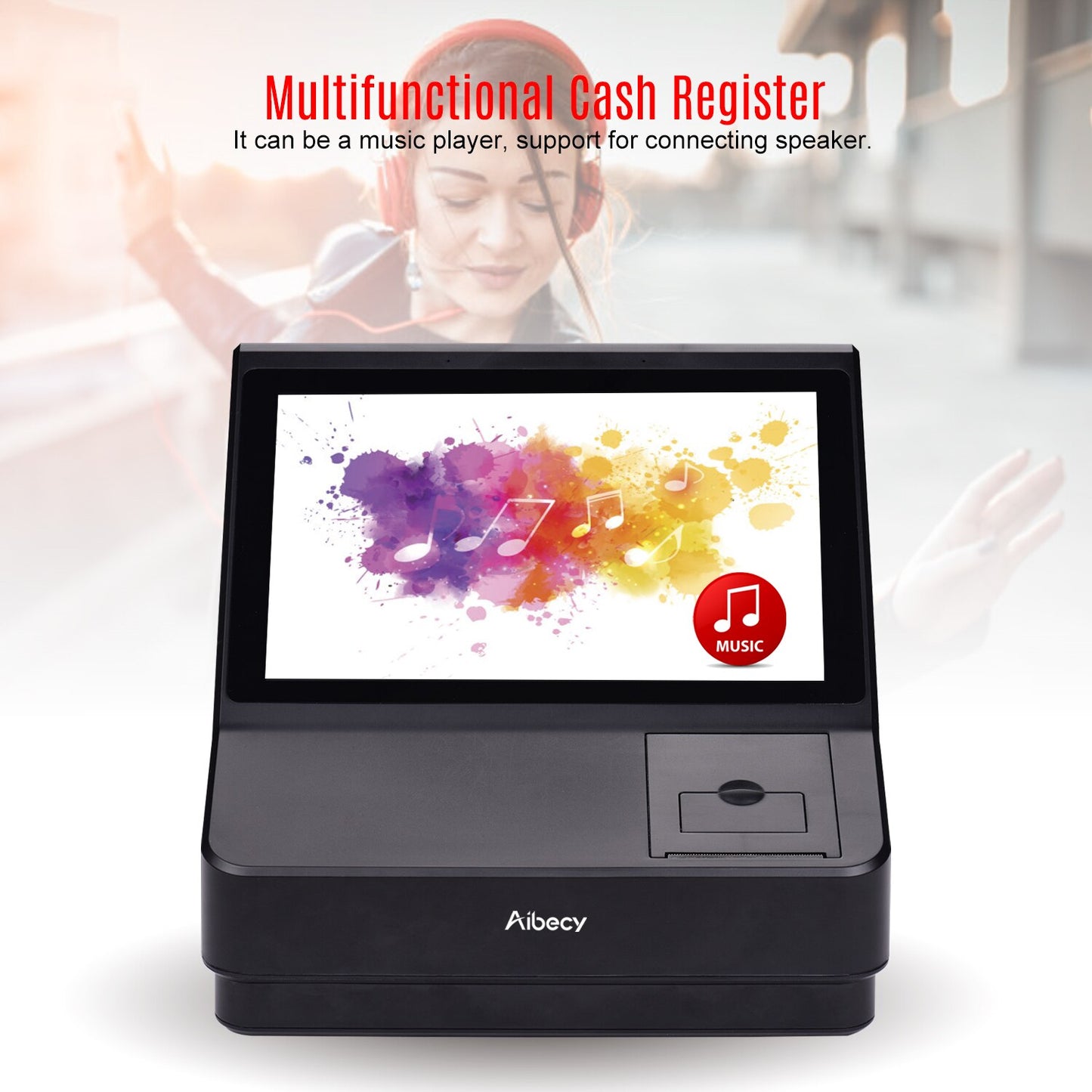 Aibecy 10.1 Inch Touchscreen Register POS Cash with Point of Sale System Support WiFi BT Connection Multilingual System