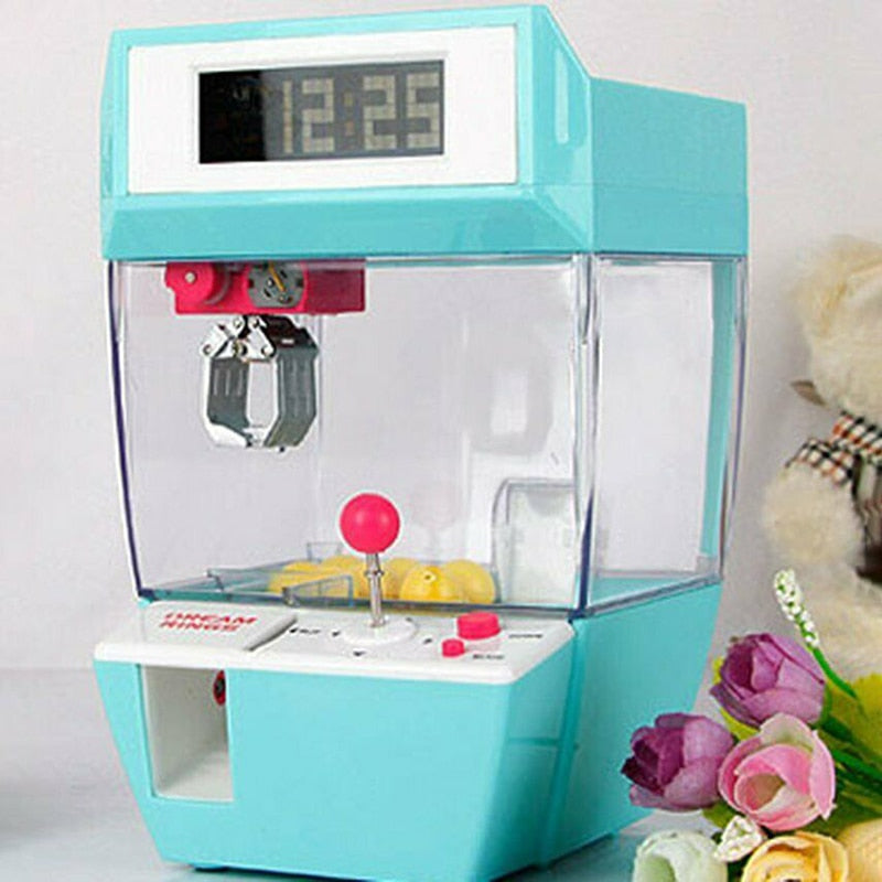 Alarm Clock Coin Operated Toy Machine Crane Machine Candy Doll Grabber Claw Arcade Games Automatic Mini Vending Kit Kids Gift